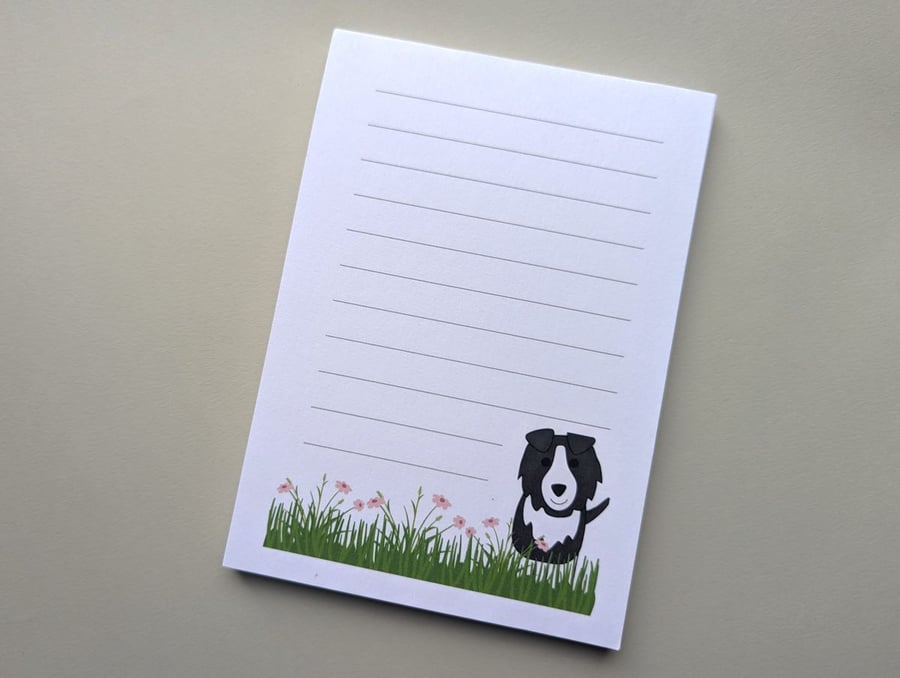 Border Collie notepad, A6 notepad, dog notepad