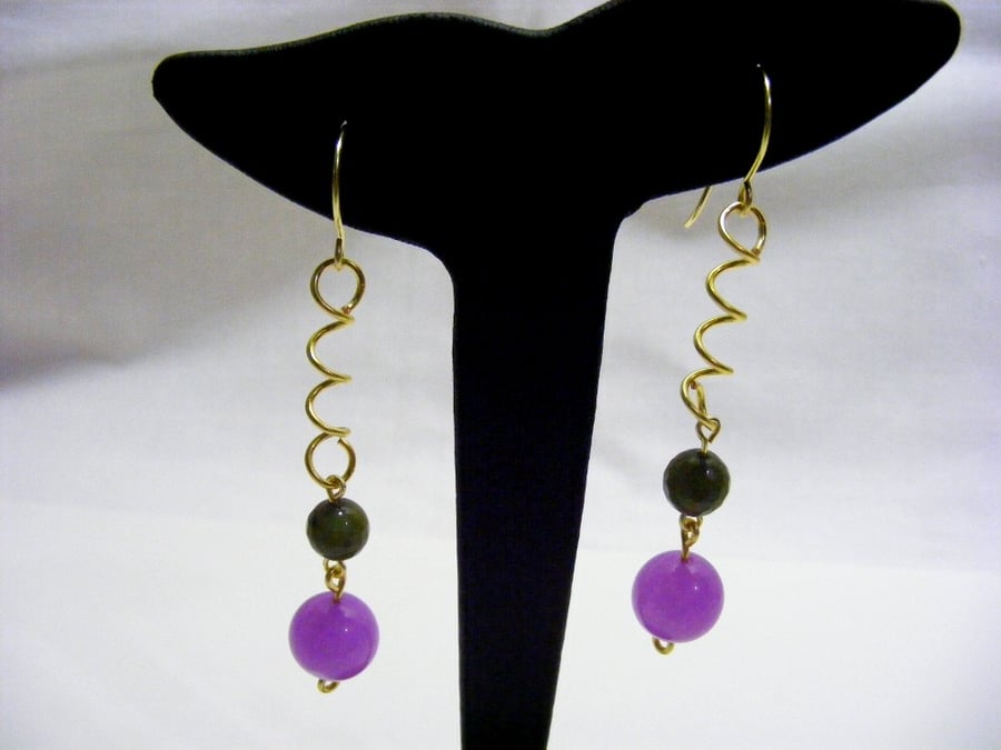 Violet and Olive Jade Earrings
