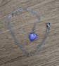 Purple heart paint pour necklace 