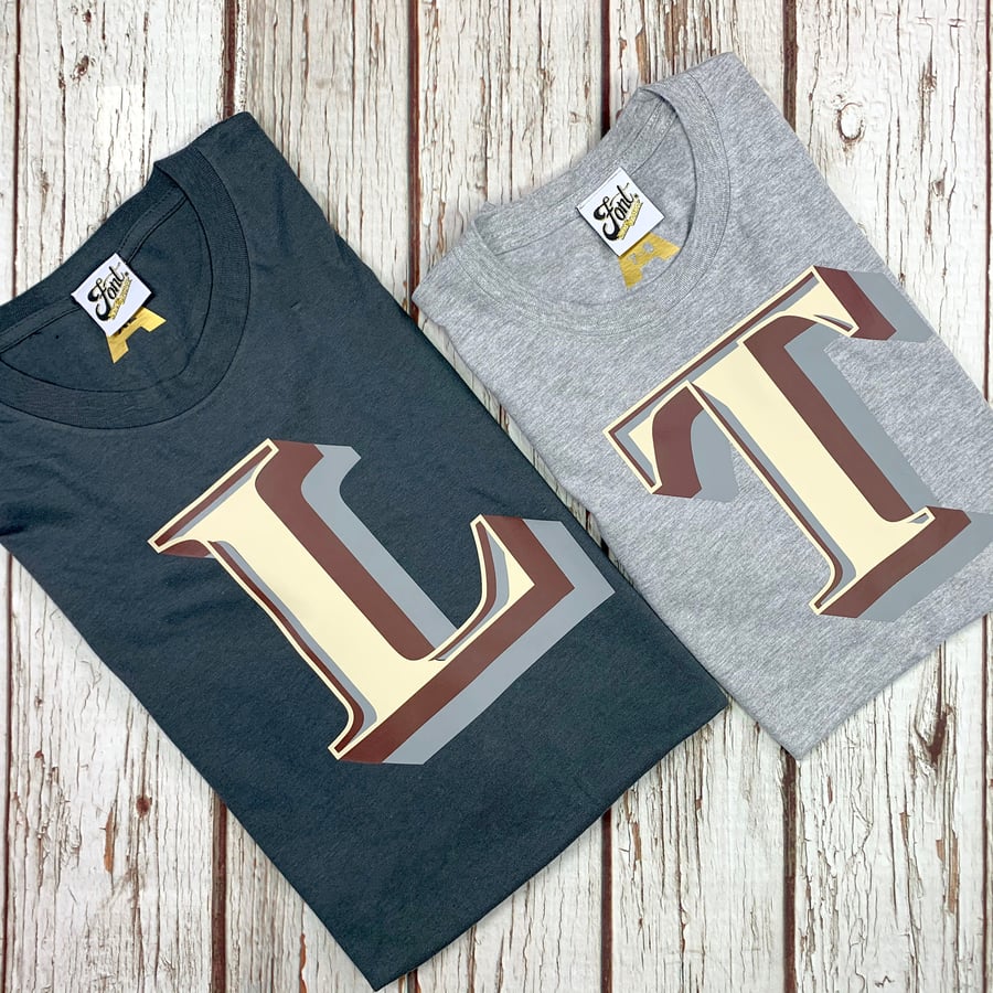 Mens Monogram T-Shirt- Personalized Graphic Alphabet clothing Tee