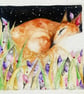 Original Resting Fox in Meadow Watercolour 
