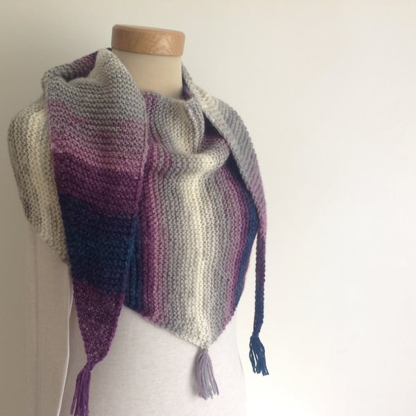 BAKTUS SCARF , wrap .Wool blend. Lightweight. 'Evening Shadows '..Ready to ship.