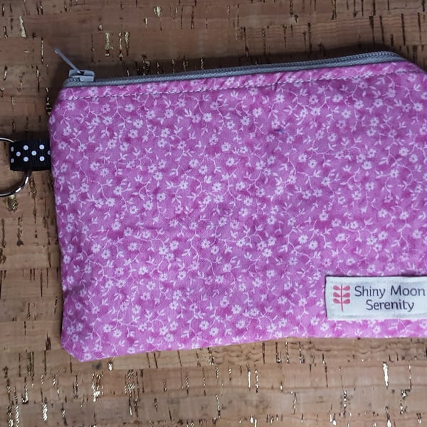 Coin Purse Pink with small Flower Print.
