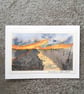 Sunset Orange. Blank Card. Original Painting. Countryside Scene. 260126 - Image 4