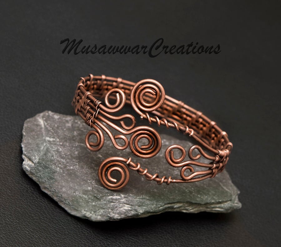 Antique Copper Wire wrapped bracelet.cuff  Handmade bracelet cuff ,bohemian 
