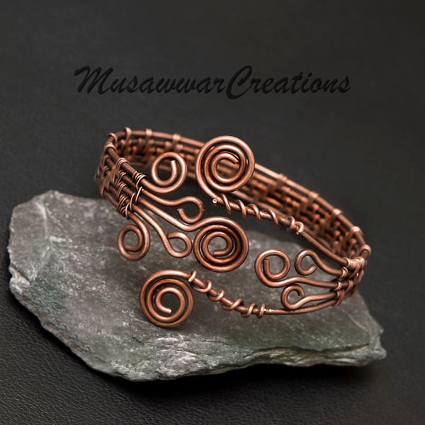 Antique Copper Wire wrapped bracelet.cuff  Handmade bracelet cuff ,bohemian 