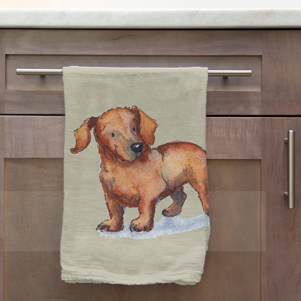 Dachshund Red Tea Towel