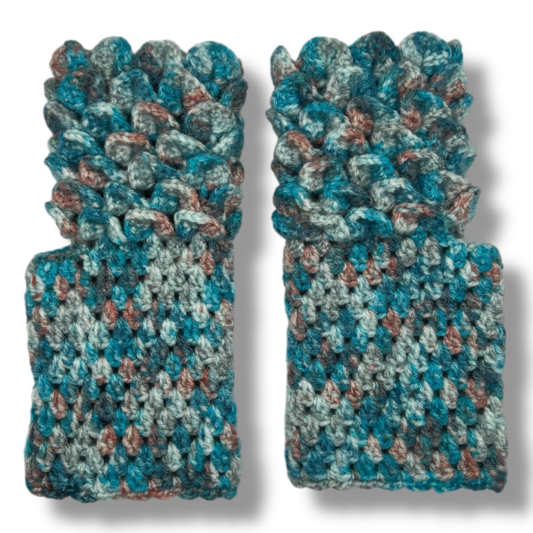 Crocheted Fingerless Dragon Scale Gloves