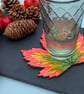 Handmade clay autumn leaf coaster, colourful nature home decor - Image 5