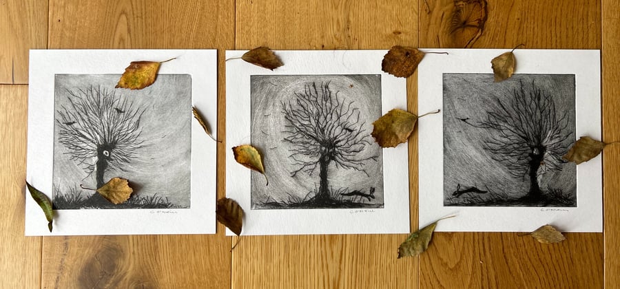 Winter storms - Three Dry point etchings - Made in Yorkshire