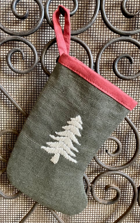 Hand Embroidered Christmas Stocking