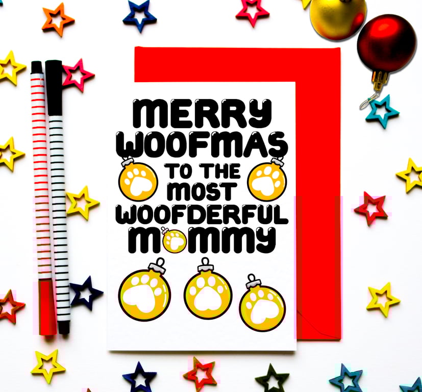 Christmas Card From Dogs, Puppies, Furbaby For Dog Mummy, Mum, Mom, Mam 