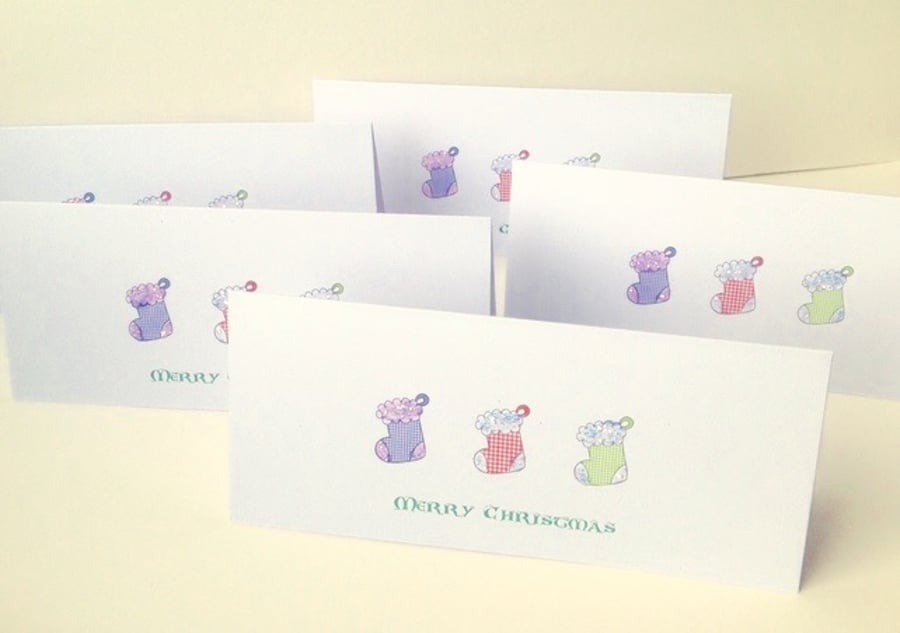 Christmas Cards,Pk of Five,'Sparkling Stockings',Can Be Personalised