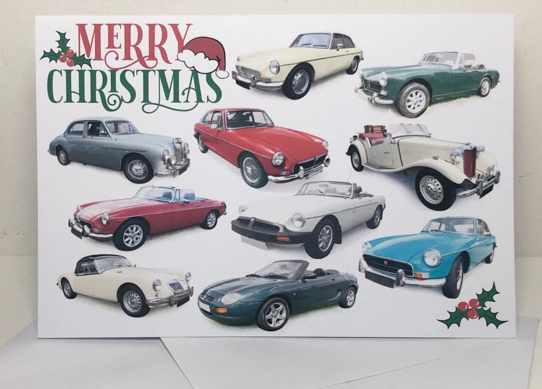 MG Classic Cars Christmas Cards - Seasons Greetings or Merry Christmas