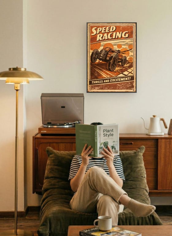 Vintage Speed Racing Poster Retro Car Motorsport Wall Art (A3,A4 Matte Print)