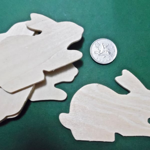 4 x Wooden Plaques   Unfinished 3mm Plywood RABBIT Shape NOT laser cut