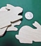 4 x Wooden Plaques   Unfinished 3mm Plywood RABBIT Shape NOT laser cut