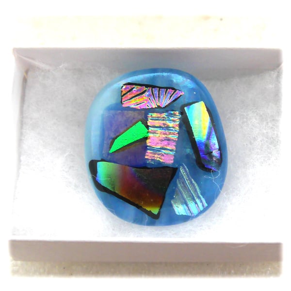 Patchwork Dichroic Fused Glass Brooch 044 Handmade 