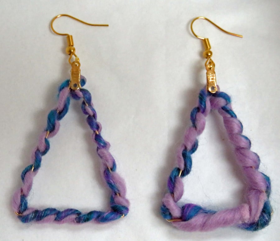 Purple Triangle Boho Earrings