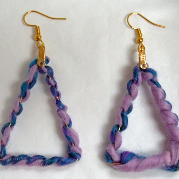 Purple Triangle Boho Earrings
