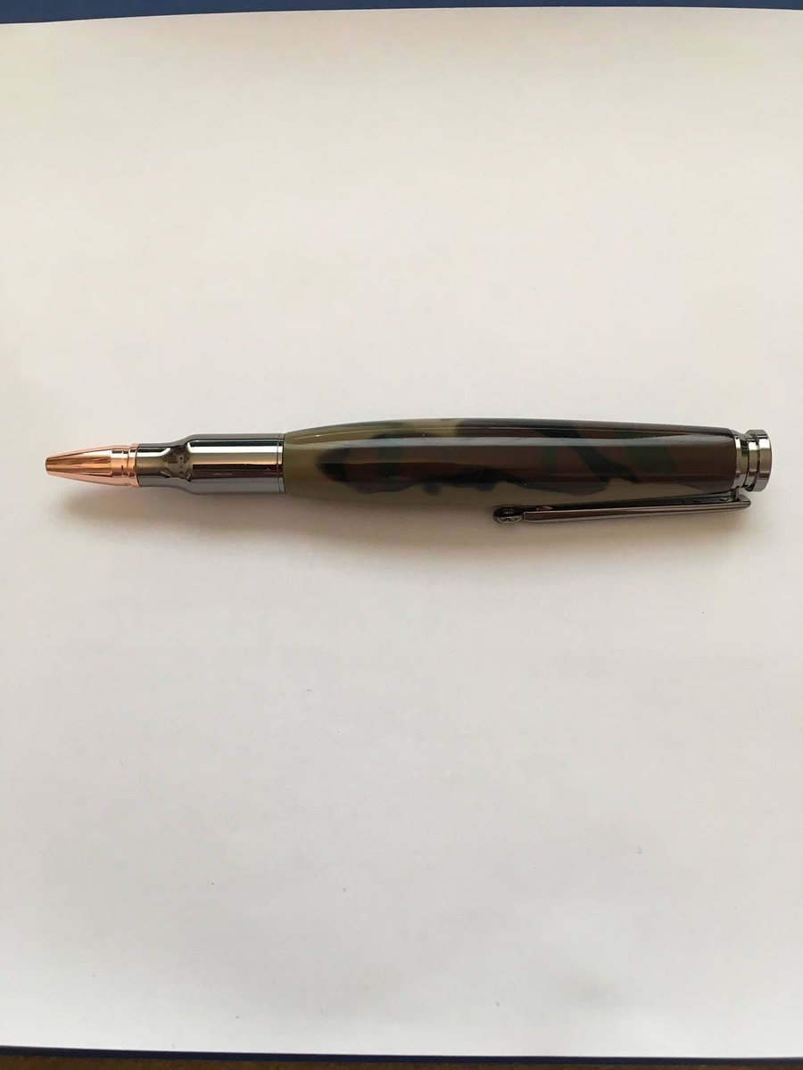 A Longwood 30 Calibre Hand Turned Acrylic Pen In Woodland Camouflage Twist Actio