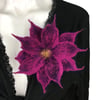Wet felted double layer flower corsage, brooch, lapel pin, scarf pin in magenta