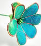 Blue Green Textile Art Flower - Image 2