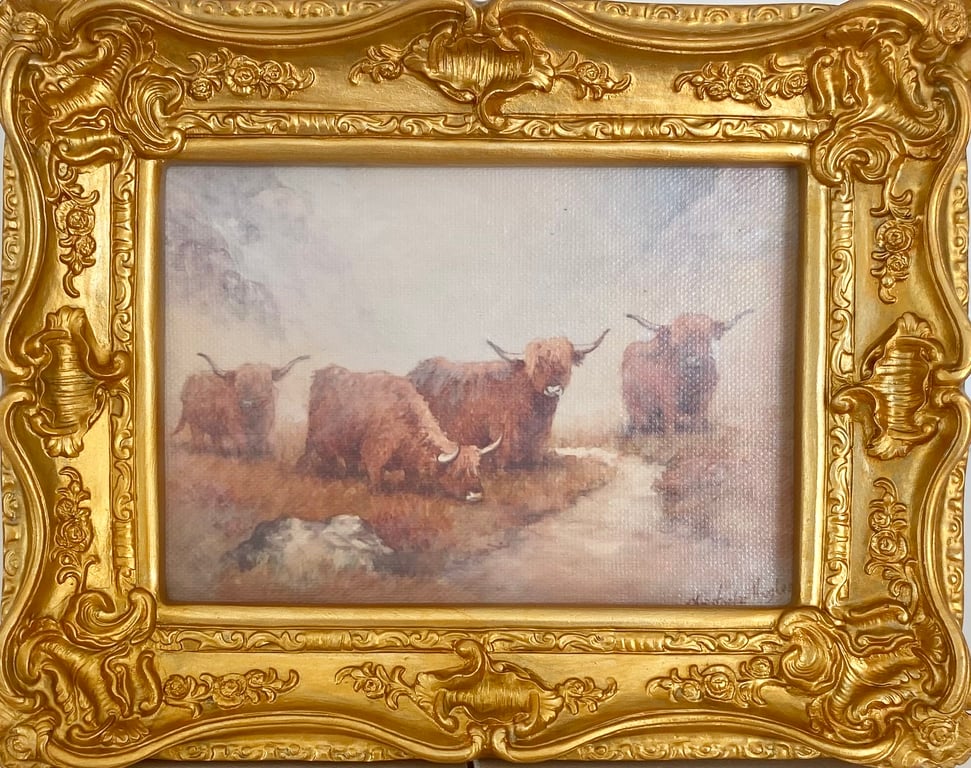 Highland Cattle. Framed Special Edition Canvas Print 