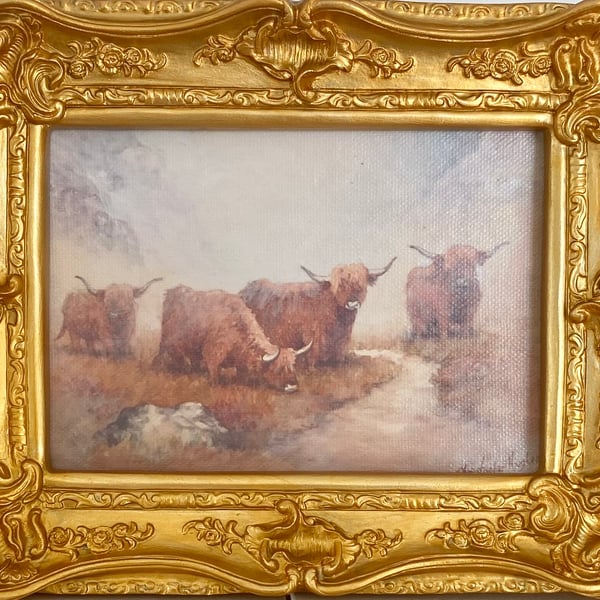 Highland Cattle. Framed Special Edition Canvas Print 