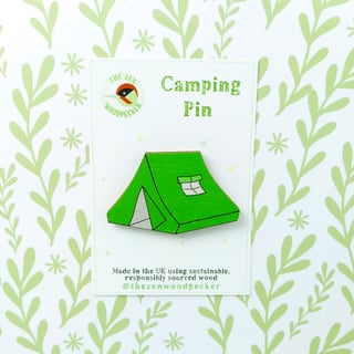 Tent Pin Badge Green, Gift for Camper, Gift for Hiker, Wild Camping