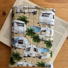 Caravan Print Quilted Fabric Book Sleeve - Paperback Size 