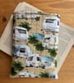 Caravan Print Quilted Fabric Book Sleeve - Paperback Size 