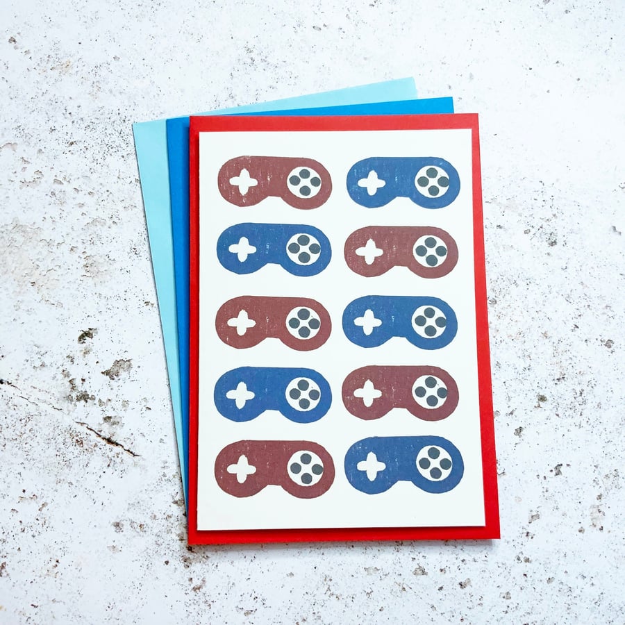 Console gamer greetings card - SNES inspired card for a retro gamer