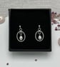 Oval Hoop Pearl Earrings- Handmade, Sterling Silver - Image 4
