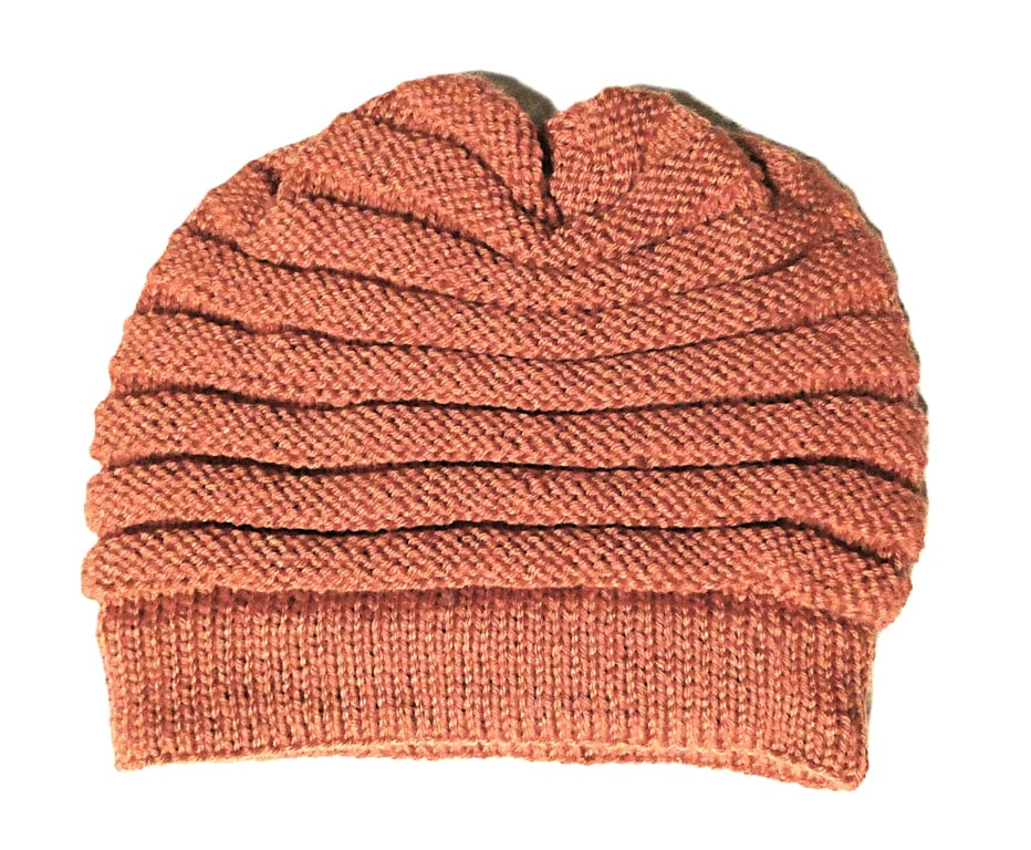 Knitted handmade terracotta merino wool hat