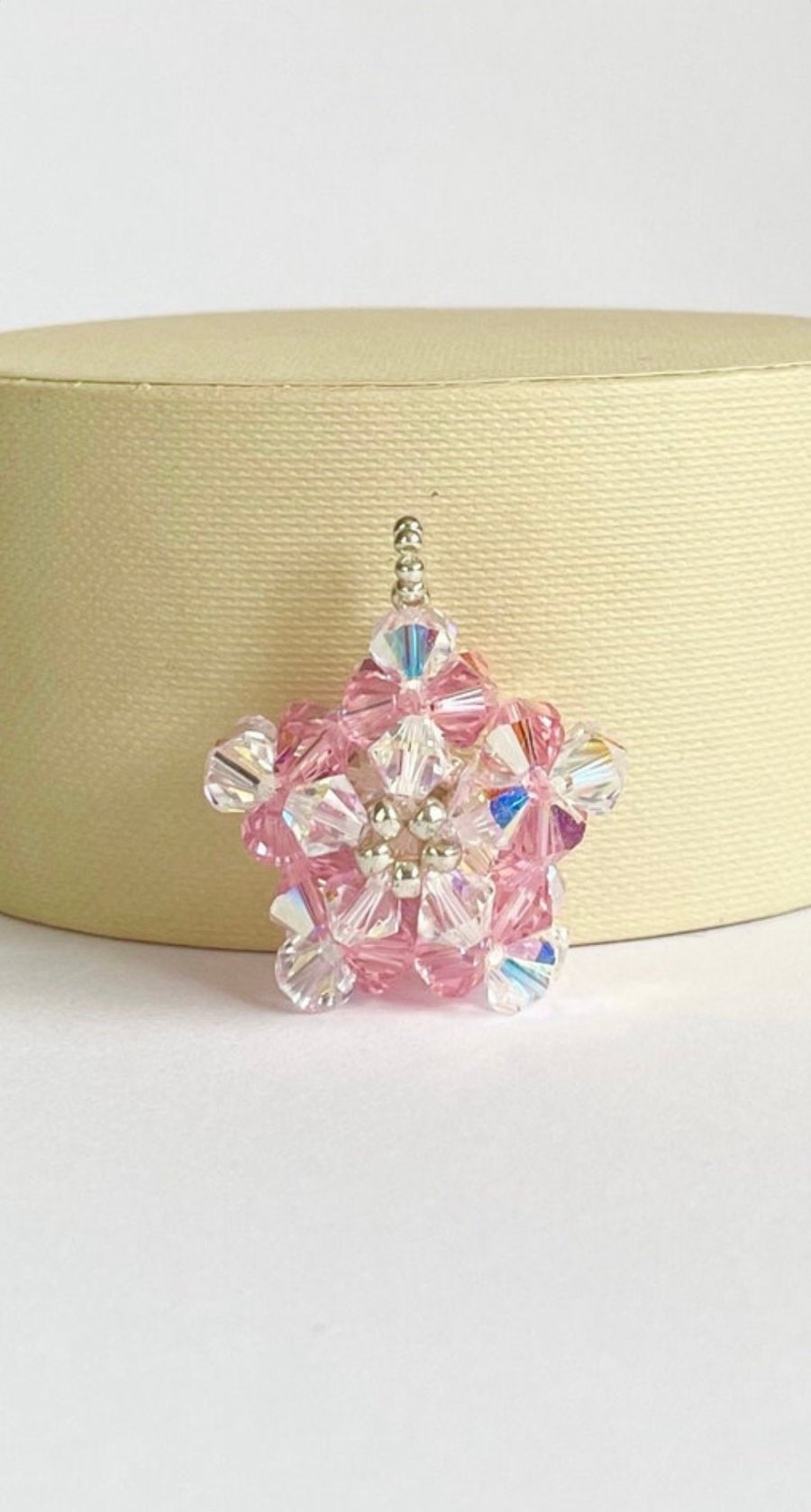Handbag Charm, Rose Pink Crystal Star, with a Chainmaille Chain and Keyring