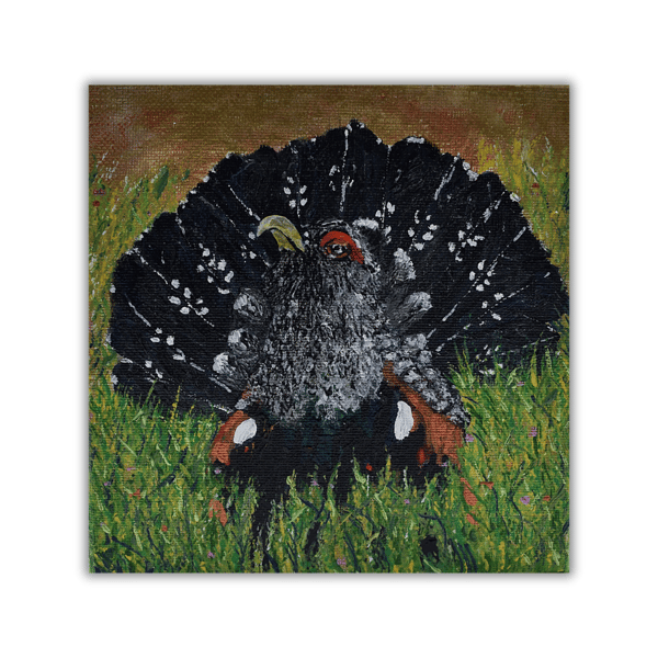 Ready to hang - acrylic on cradled canvas - Capercaillie - bird