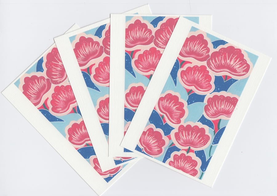 Floral Art Deco Style Postcard Set. A6 Small Prints