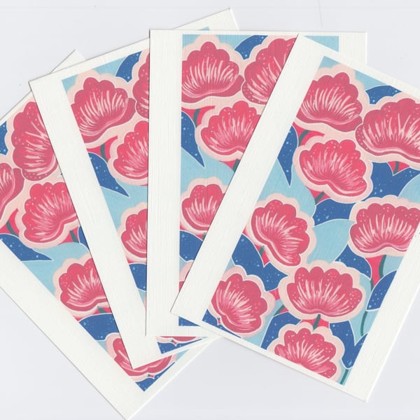 Floral Art Deco Style Postcard Set. A6 Small Prints