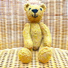 Handmade 8" Mustard Yellow Teddy Bear Knitted in 100% Wool