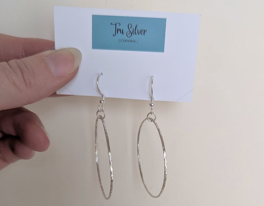 Sterling Silver Hammered Hoop Earrings 
