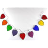 Rainbow Bunting Hearts Stained Glass 