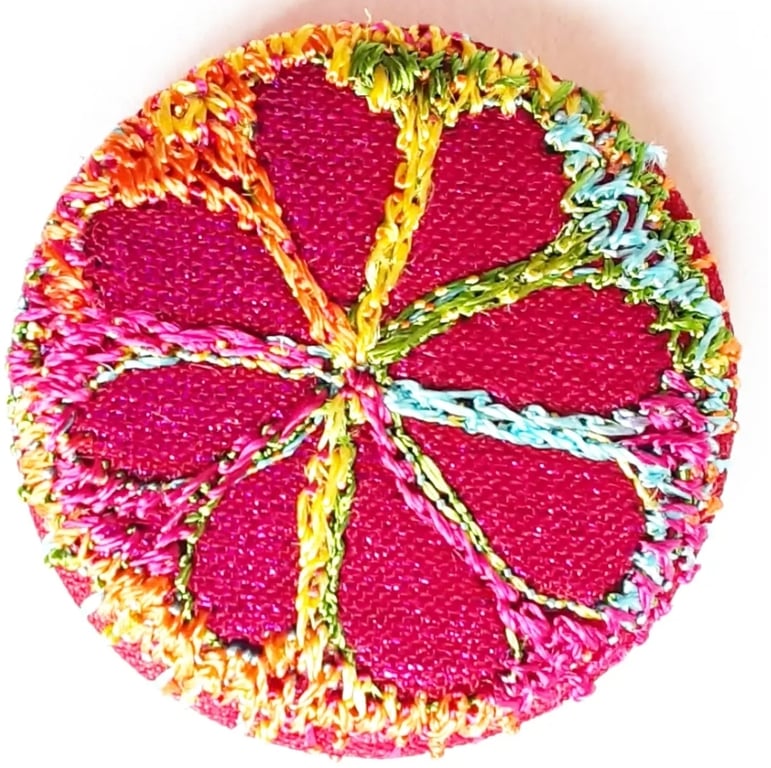Buttons 1 inch button Hand Dyed Silks and Cottons Free Machine Embroidery Button
