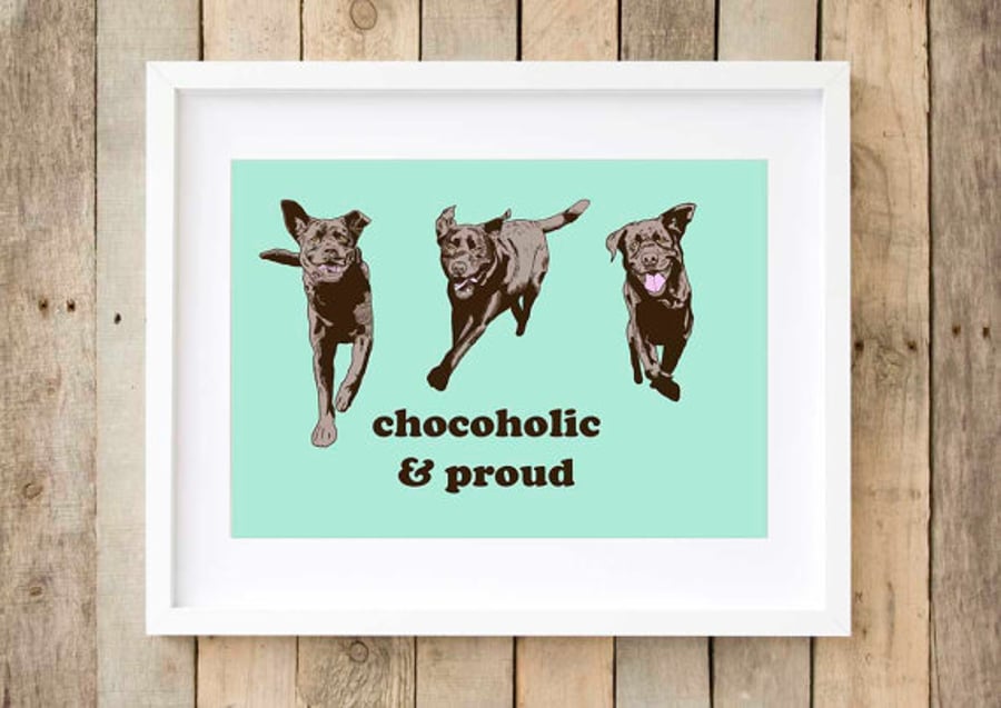 Chocolate Labrador Pop Art print - Dog wall art - Running dog art 