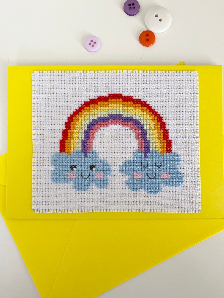 Happy Clouds Rainbow Greetings Card