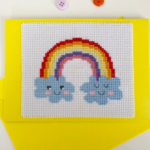 Happy Clouds Rainbow Greetings Card