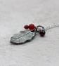 Silver Holly Leaf Pendant with carnelian and garnet beads - Image 6