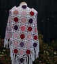 White and Pink colours warm and cosy cotton crochet shawl - design A447 - Image 3