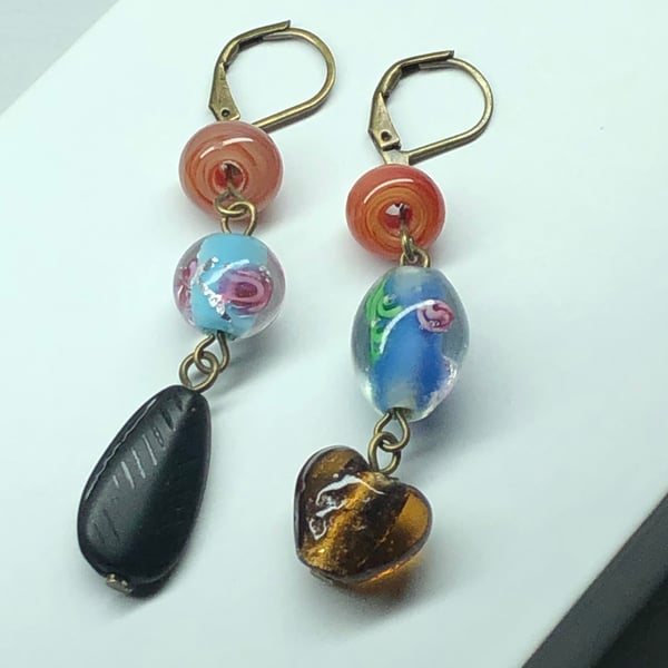 Mismatched Murano glass bead earrings