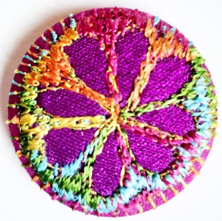 Buttons 1 inch button Hand Dyed Silks and Cottons Free Machine Embroidery Button